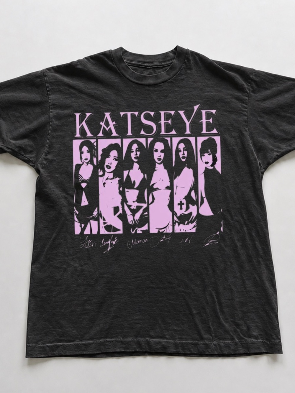 Gildan Black Tee with Pink Katseye Graphic